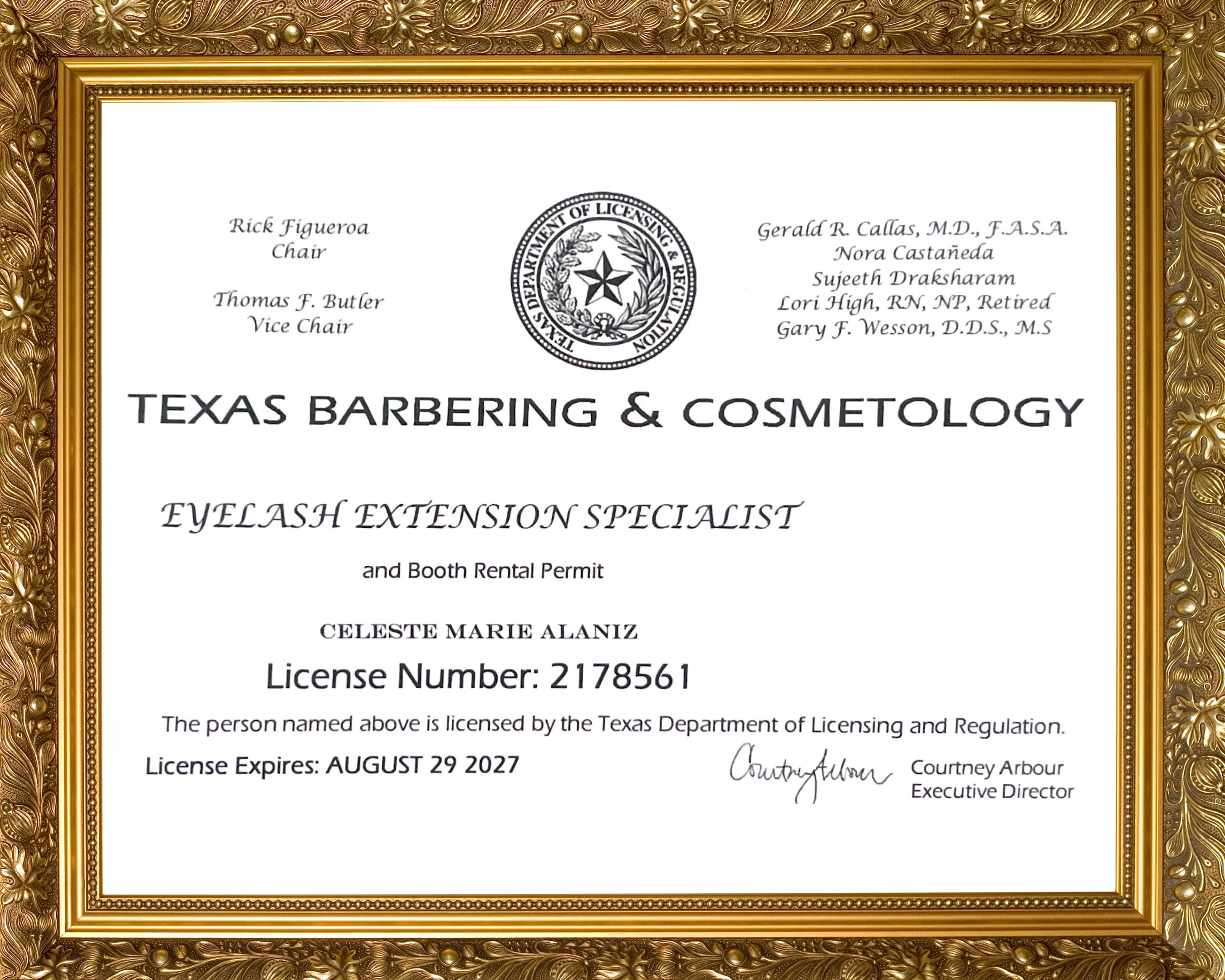 Celeste Alaniz - Licensed Lash Technician Certificate